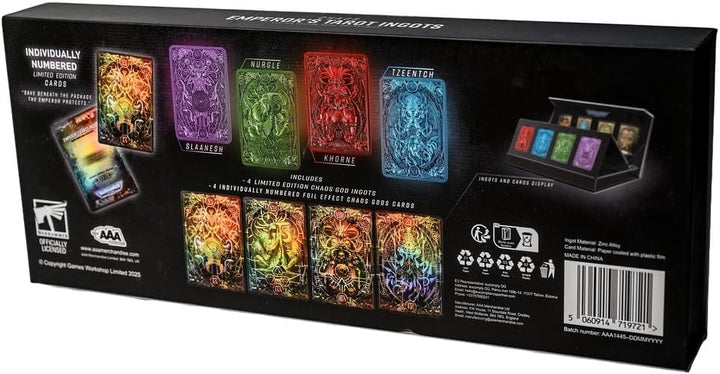 Warhammer 40.000 Imperial Tarot Ingot Gods 4‑Pack – offiziell lizenziertes Metall-Sammlerset, Ausste