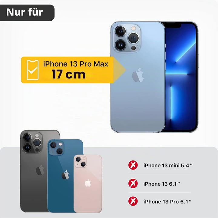 GOODVISH 3 in 1 Handykette für iPhone 13 Pro Max 6,7", mit 2 Stück Schutzfolie | 360°-Schutz | Kamer