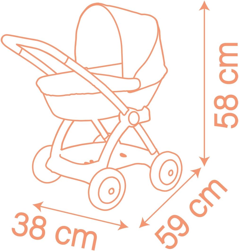 Smoby - Baby Nurse Puppenwagen für Puppen bis 42 cm (Puppe Nicht enthalten) - Abnehmbarer Korb, Meta