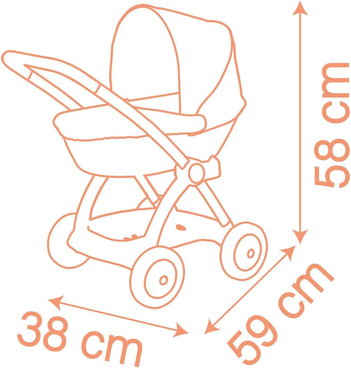 Smoby - Baby Nurse Puppenwagen für Puppen bis 42 cm (Puppe Nicht enthalten) - Abnehmbarer Korb, Meta