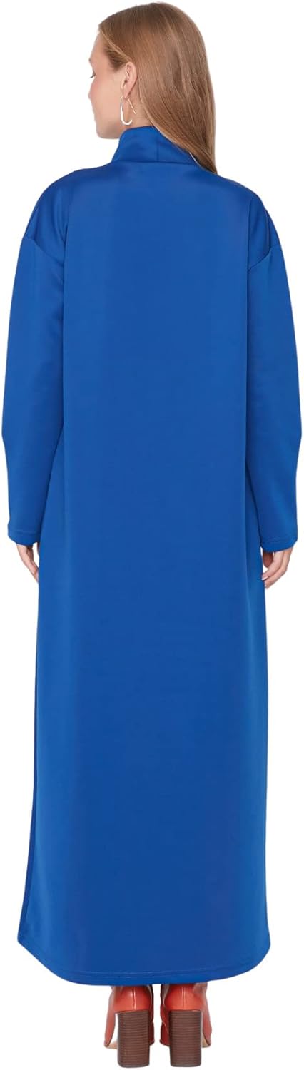 TRENDYOL Damen Woman Midi Bodycon Rollkragen Trikot Kleid, Blue, S
