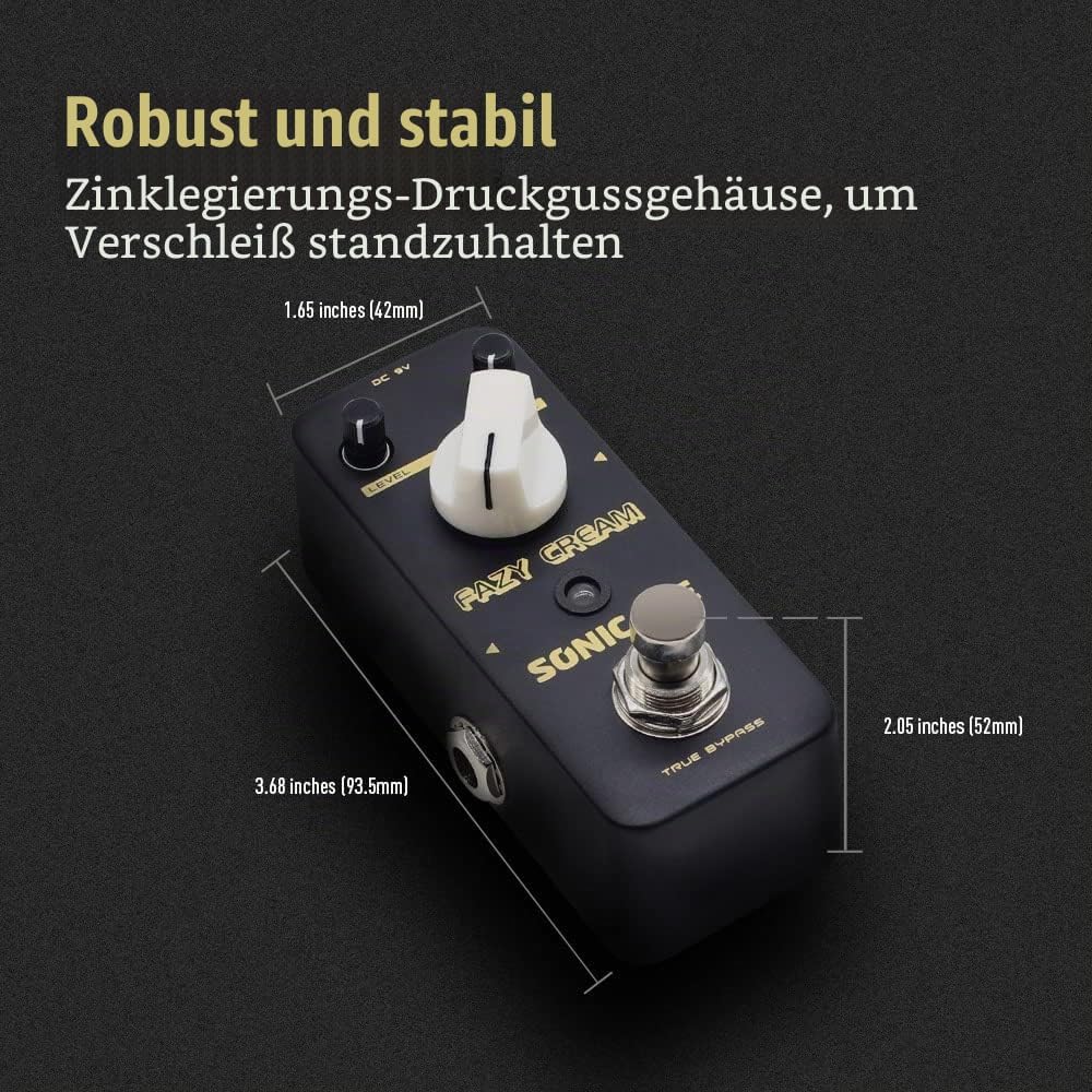 SONICAKE Fuzz Gitarre Effektpedal Fazy Cream True Bypass Vintage, Fuzz