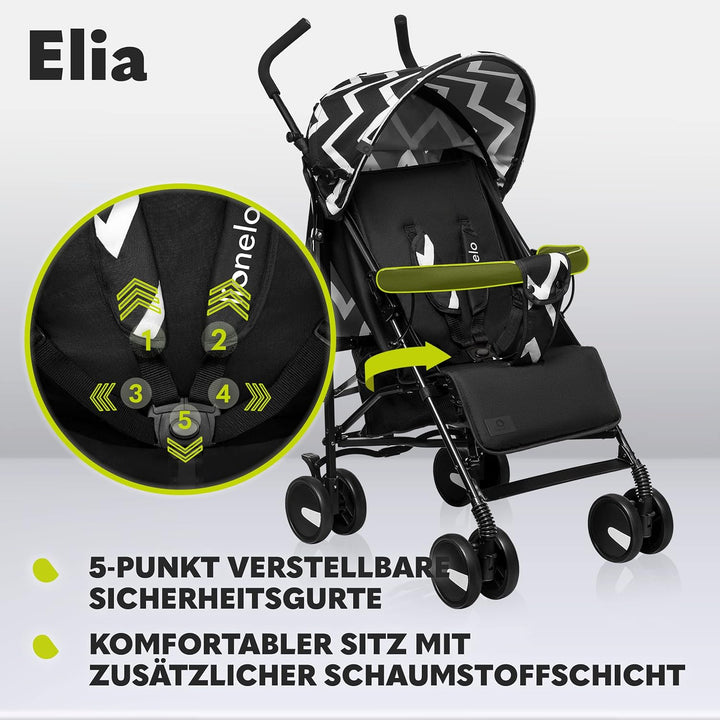 LIONELO Elia Buggy Klein Zusammenklappbar Kinderwagen Bis 15 Kg, Rücken Und Fussstützenverstellung H