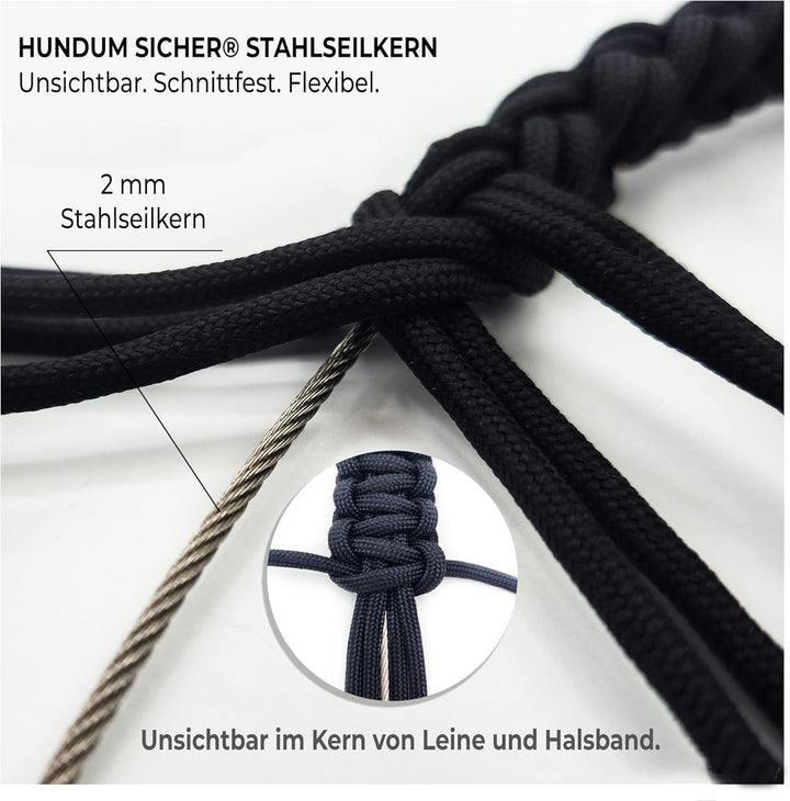Anti-Diebstahl Hundehalsband & Leine für kleine Hunde - Abschliessbar & schnittfest, handgemachtes S