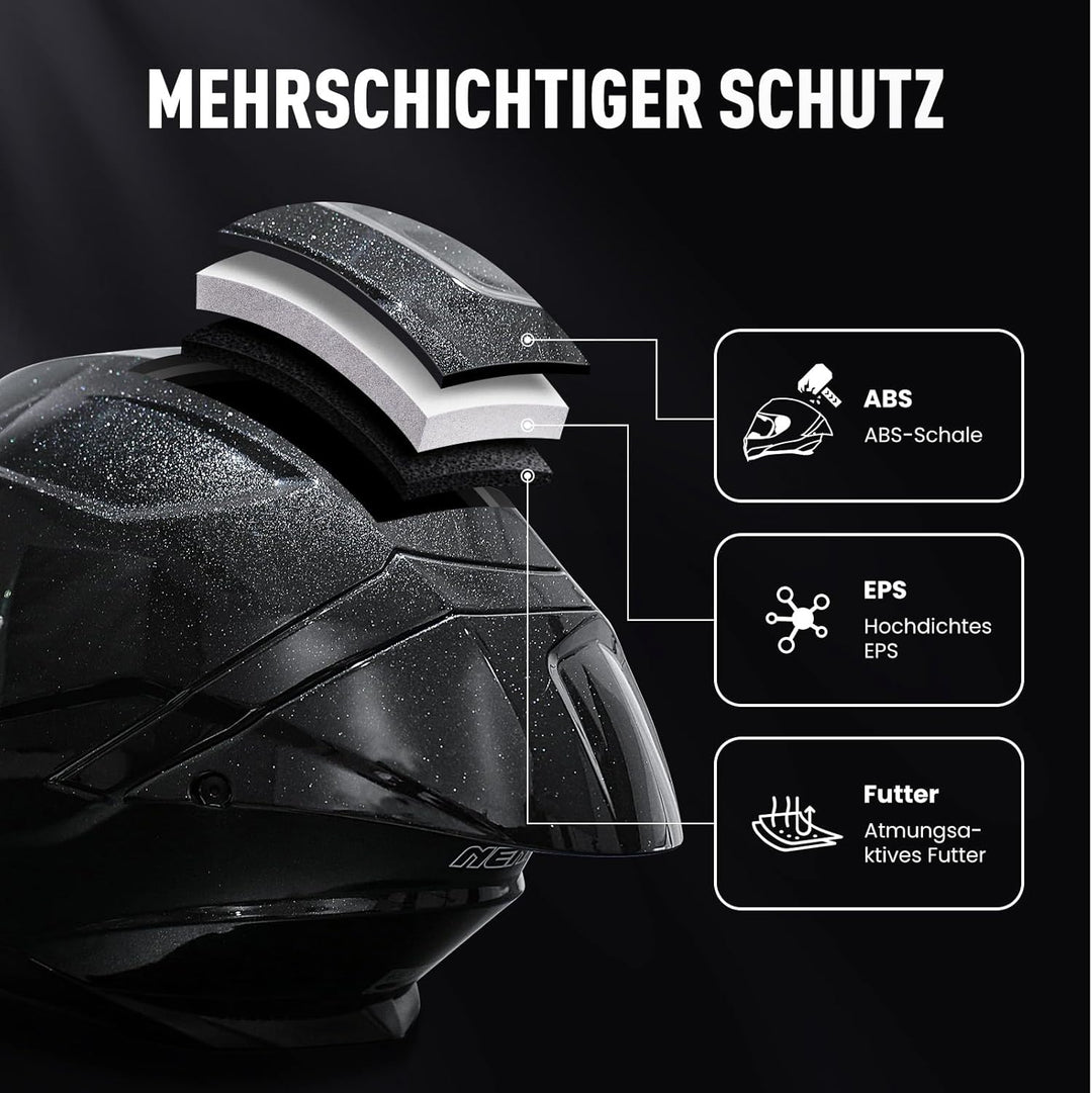 NENKI Integralhelm Motorradhelm, Street Mopedhelm Full-Face Helme mit Pinlock Anti-Beschlag-Stift un