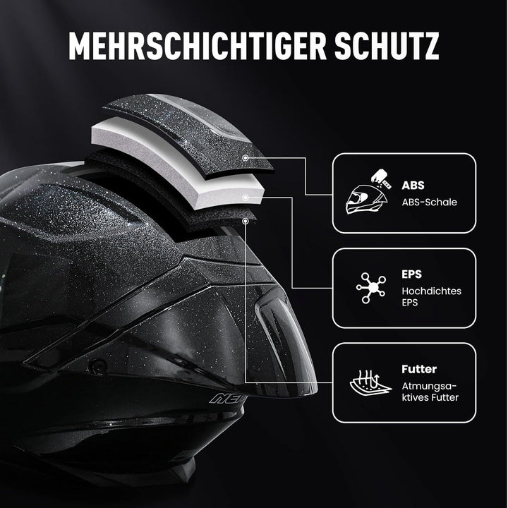 NENKI Integralhelm Motorradhelm, Street Mopedhelm Full-Face Helme mit Pinlock Anti-Beschlag-Stift un