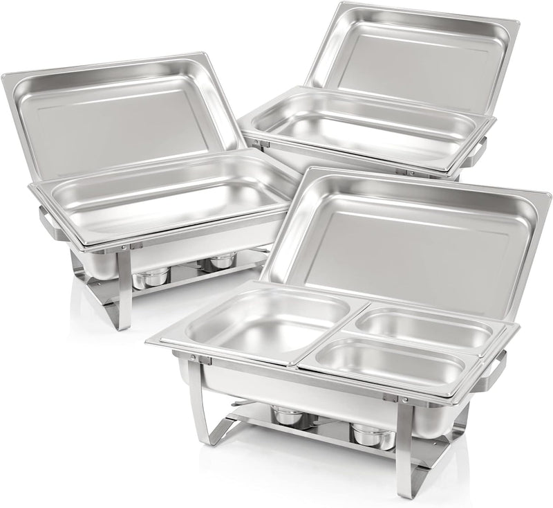 Mahlzeit Chafing Dish Profi Set Montpellier, 3X Edelstahl Warmhaltebehälter, 21-TLG Speisewärmer, Wä