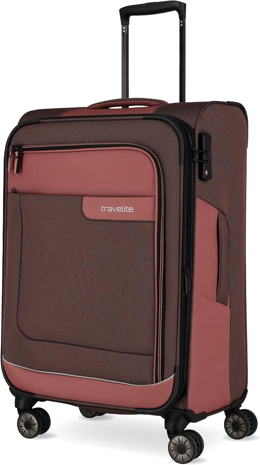 Travelite 4-Rad Koffer Grösse M Weichschale aus recyceltem Material, Gepäck Serie VIIA: Trolley mit