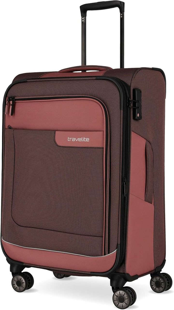 Travelite 4-Rad Koffer Grösse M Weichschale aus recyceltem Material, Gepäck Serie VIIA: Trolley mit