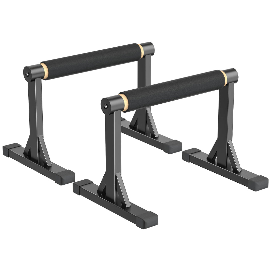 Holz-Parallettes Liegestützstangen, Massivholz-Parallelstäbe mit rutschfestem Griff, robustes Metall