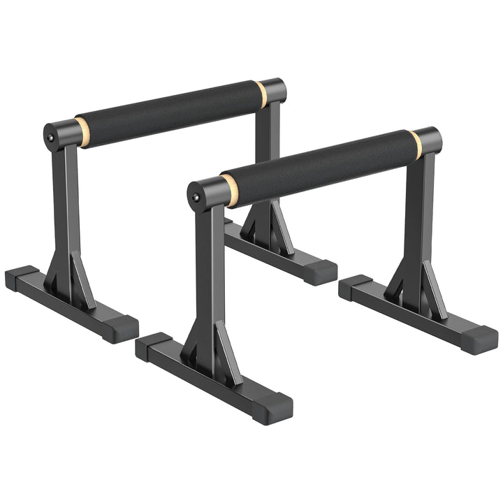 Holz-Parallettes Liegestützstangen, Massivholz-Parallelstäbe mit rutschfestem Griff, robustes Metall
