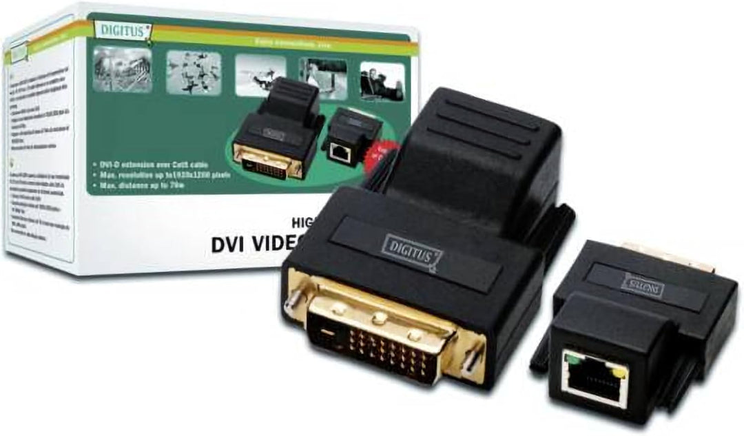 DIGITUS DVI Extender - Set (Sender/Empfänger) - bis zu 70 m Reichweite - UTP Patchkabel (Cat 5e/6) -