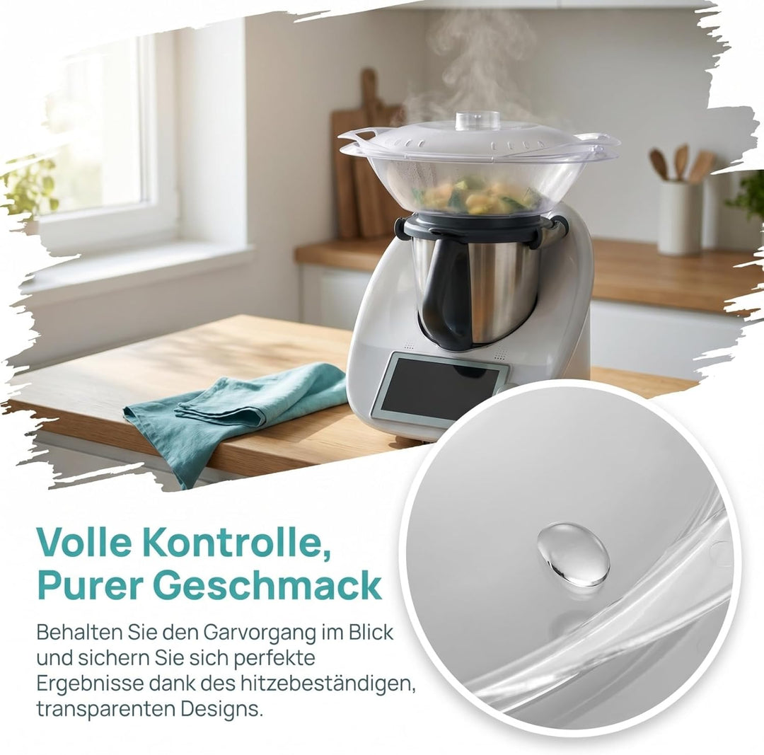Veemoon Transparenter Kunststoffdeckel für Küchenmaschinen, kompatibel mit Thermomix TM6, TM5 und 31