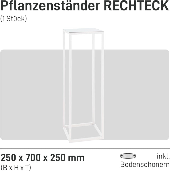 Natural Goods Berlin 1x Blumenständer Metall Weiss 70 cm - Eckiger Deko Pflanzenständer - Blumenhock