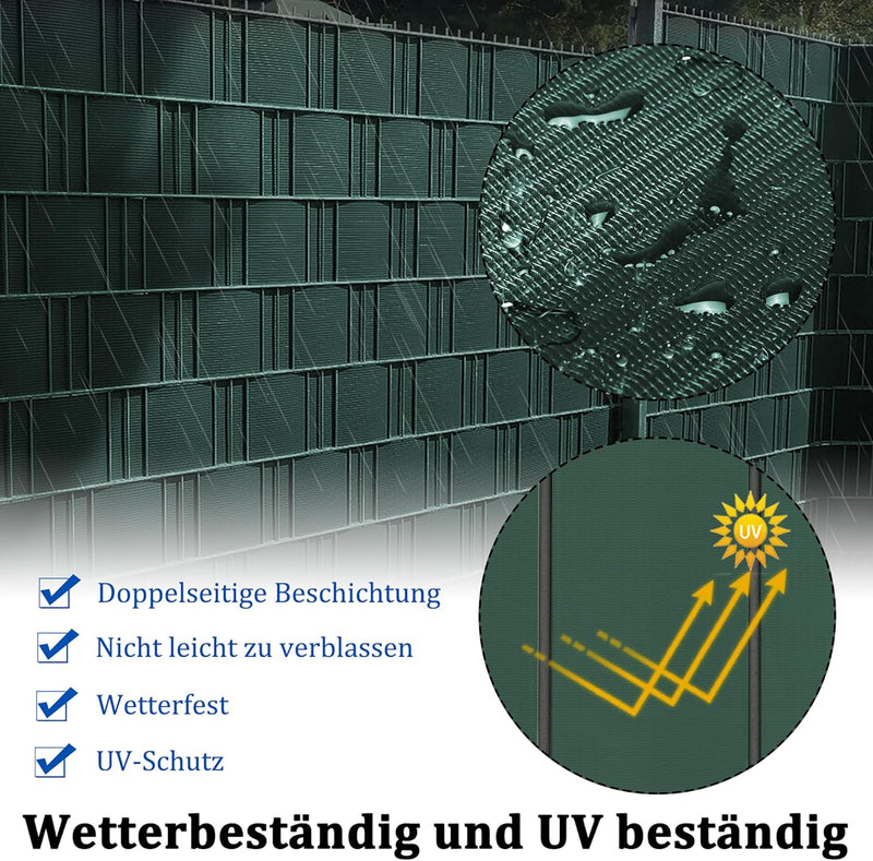 UISEBRT PVC Sichtschutzstreifen für Doppelstabmatten, 35 m x 19 cm Doppelstabmattenzaun, Blickdichte