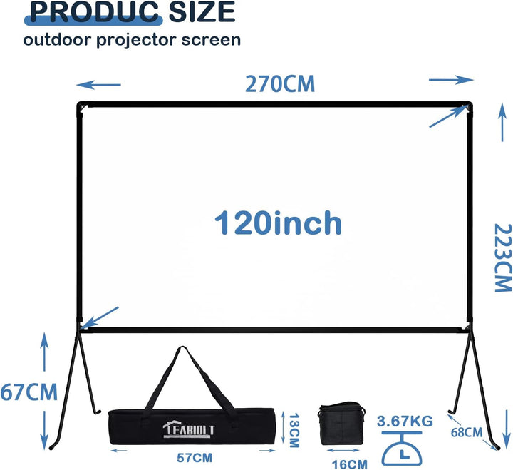Beamer leinwand(120 "), Projektion Leinwand mit 16: 9 HD-Faltbarer Innenprojektion im Freien, Videop