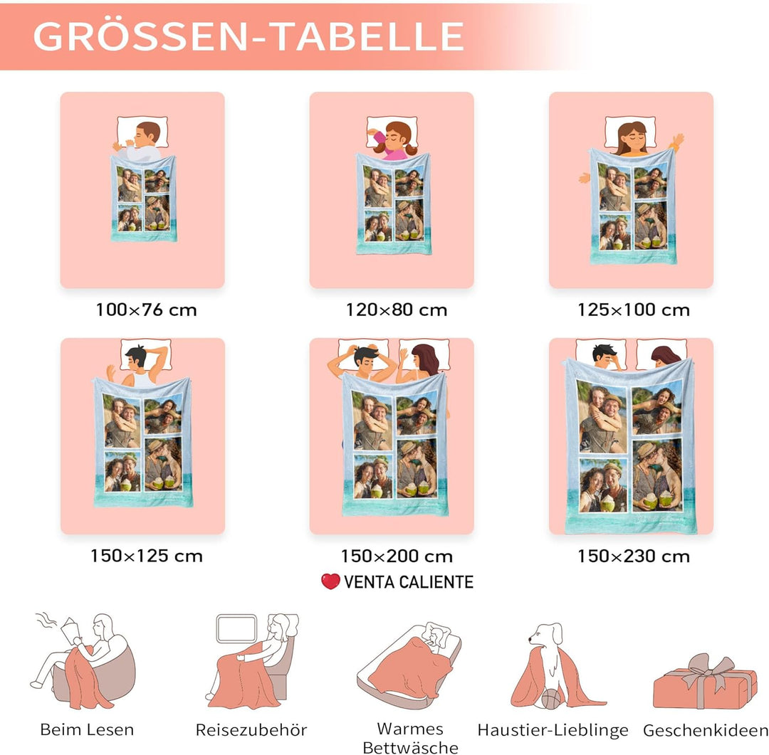 Easycosy personalisierte Decke für Paare - Valentinstag Foto Geschenke für Sie Frauen Benutzerdefini