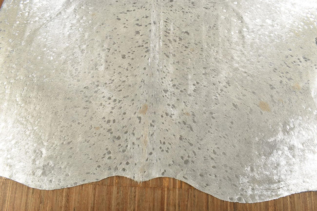 Generisch Kuhfell Stierfell Kalbfell Teppich Silber Devore grau ca. 220 x 200 cm Metallic Effekt von