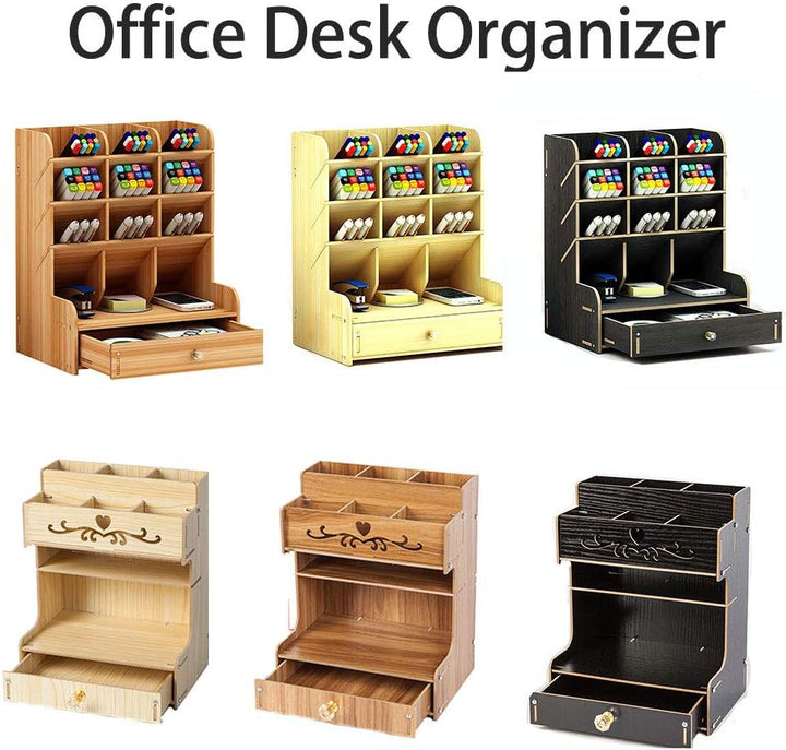 Stiftehalter, Aufbewahrungsregal aus Holz, multifunktional, Schreibtisch-Organizer für Schreibwaren,