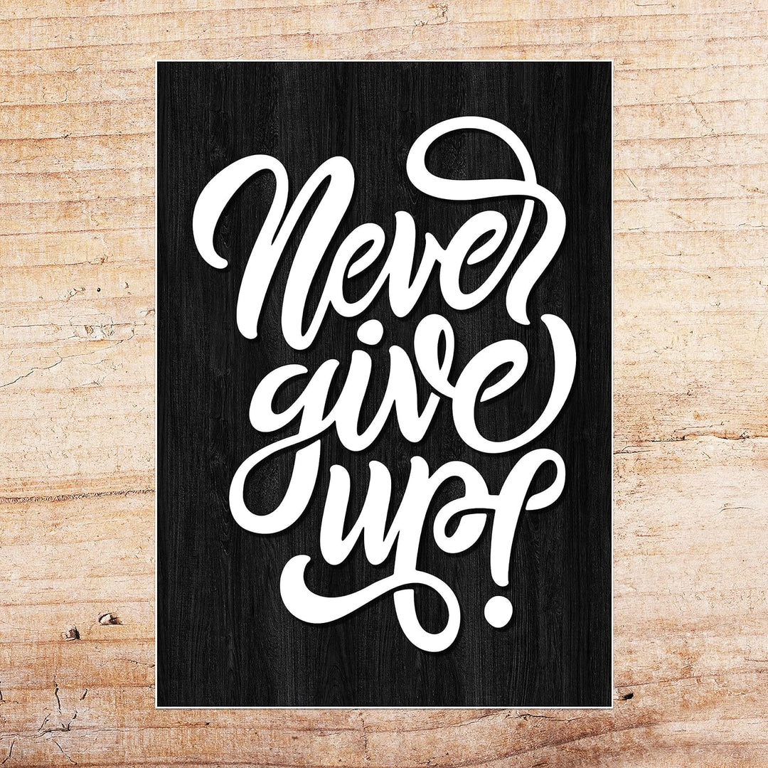 wandmotiv24 Poster als Wanddeko, Grösse Din A0, Never give up, Holz, Funky, Moderne Wanddeko, Wandbi