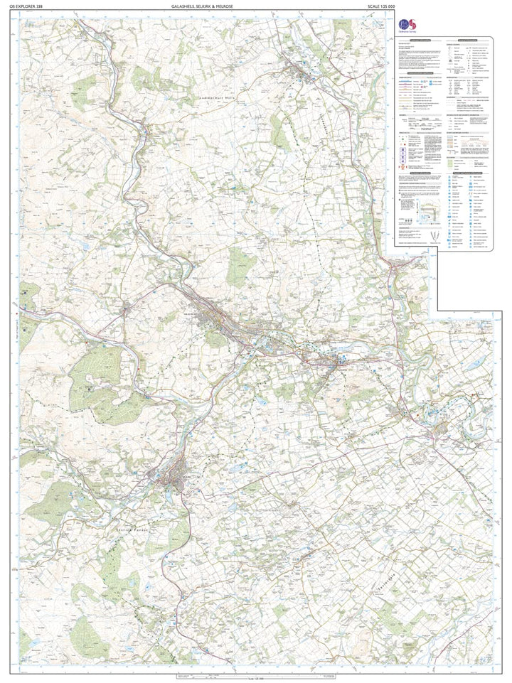 Galashiels, Selkirk and Melrose (OS Explorer Map, Band 338), Karte