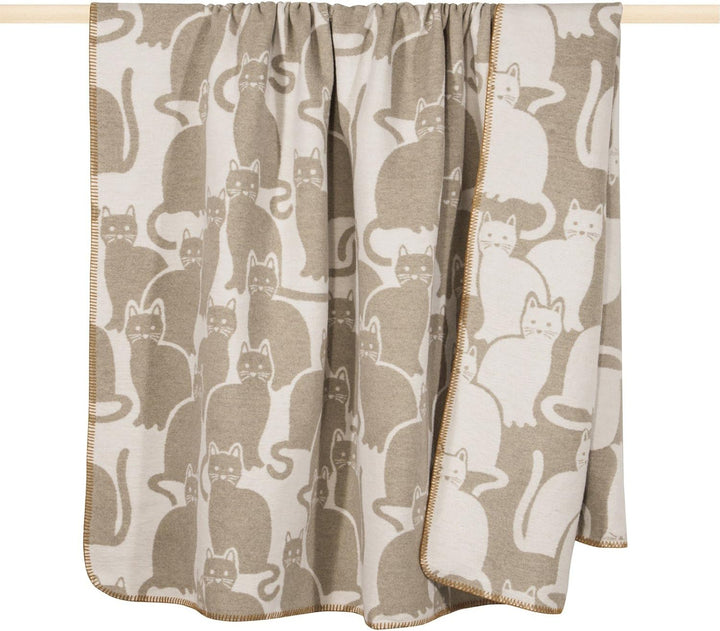 Pad - Decke - Kuscheldecke - Wohndecke - Cats/Katzen - Sand - 150 x 200 cm, 150 x 200 cm