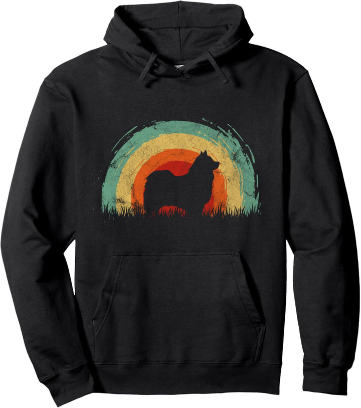 Retro Islandischer Schäferhund Vintage Regenbogen Hund Männer Frauen Pullover Hoodie