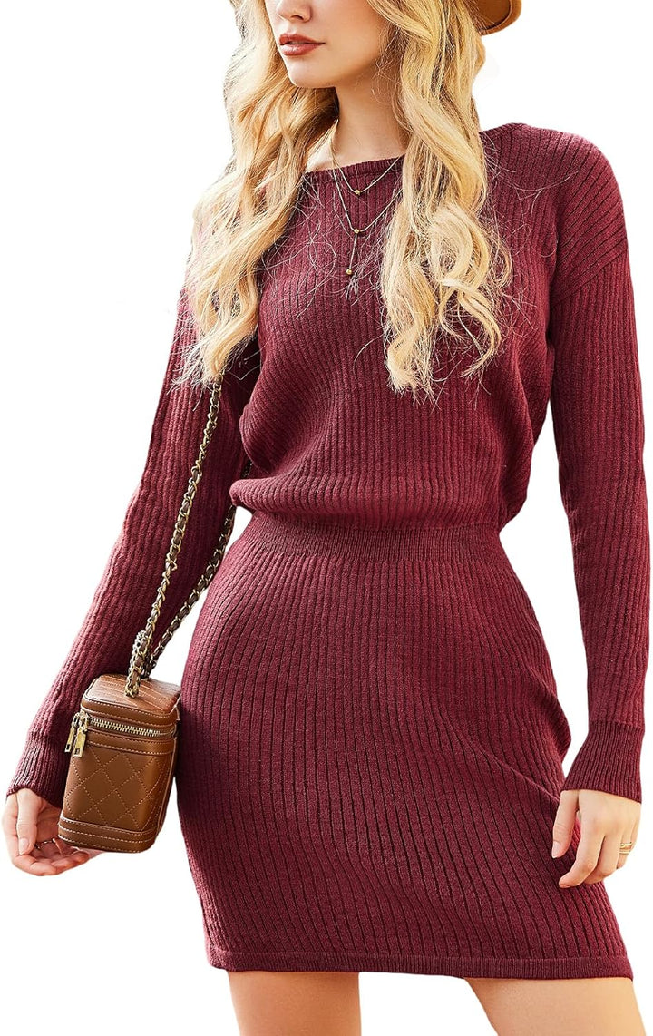 CUPSHE Damen Strickkleid One Shoulder Pulloverkleid Langarm Asymmetrisch Herbst Winter Pullikleid Mi