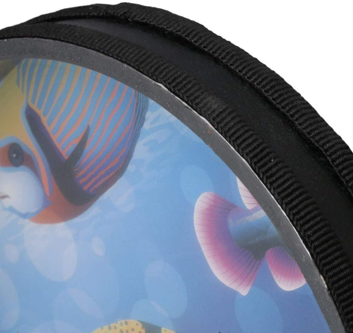 BQLZR 25,4 cm Ozeantrommel Hand Percussion Instrument Wave Bead Sea Sound Drum mit Fischmuster für