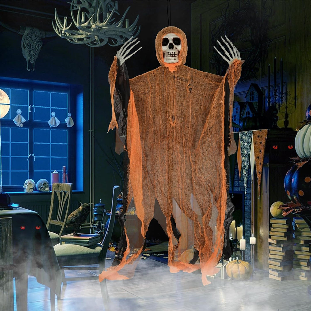 Timiyou Halloween Deko Outdoor, 3 Stück Halloween Skelett, 80cm Hängender Sensenman, Geister Dekorat