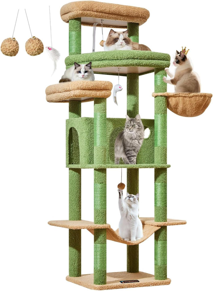 Taoqimiao 180CM Kratzbaum Gross XXL, Katzenbaum Grosse Katzen Stabil kratzbaum Maine Coon mit Katzen