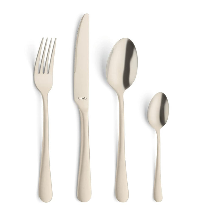 AMEFA AUSTIN Besteck Set 8 Personen (champagner) | 32-teilig | PVD-veredelt | mattiertes Besteckset