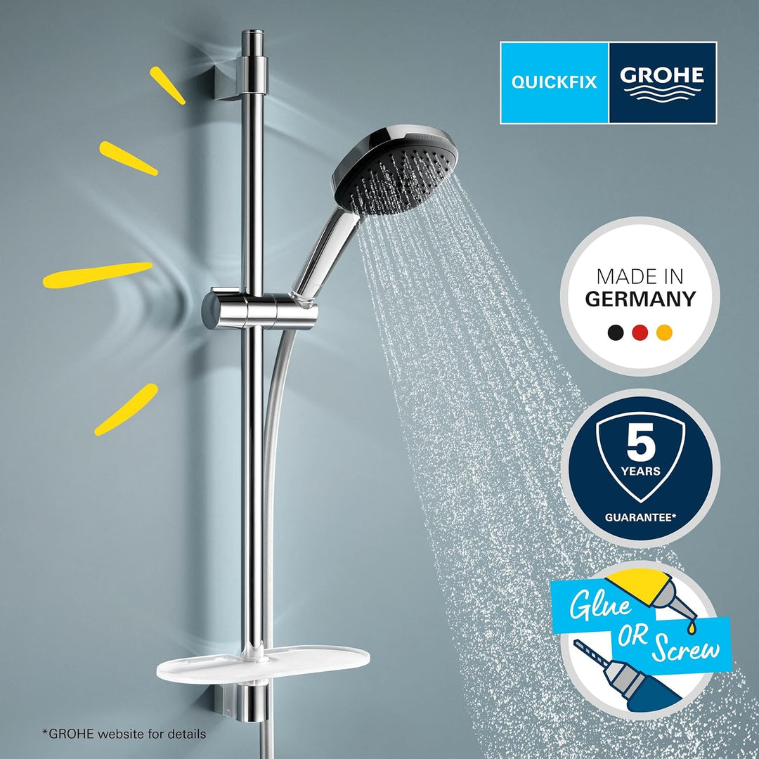 GROHE Vitalio 110, Duschset mit Ablage, 14l pro Min (Duschstangenset mit: Duschkopf 2 Strahlarten, 1