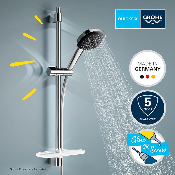 GROHE Vitalio 110, Duschset mit Ablage, 14l pro Min (Duschstangenset mit: Duschkopf 2 Strahlarten, 1