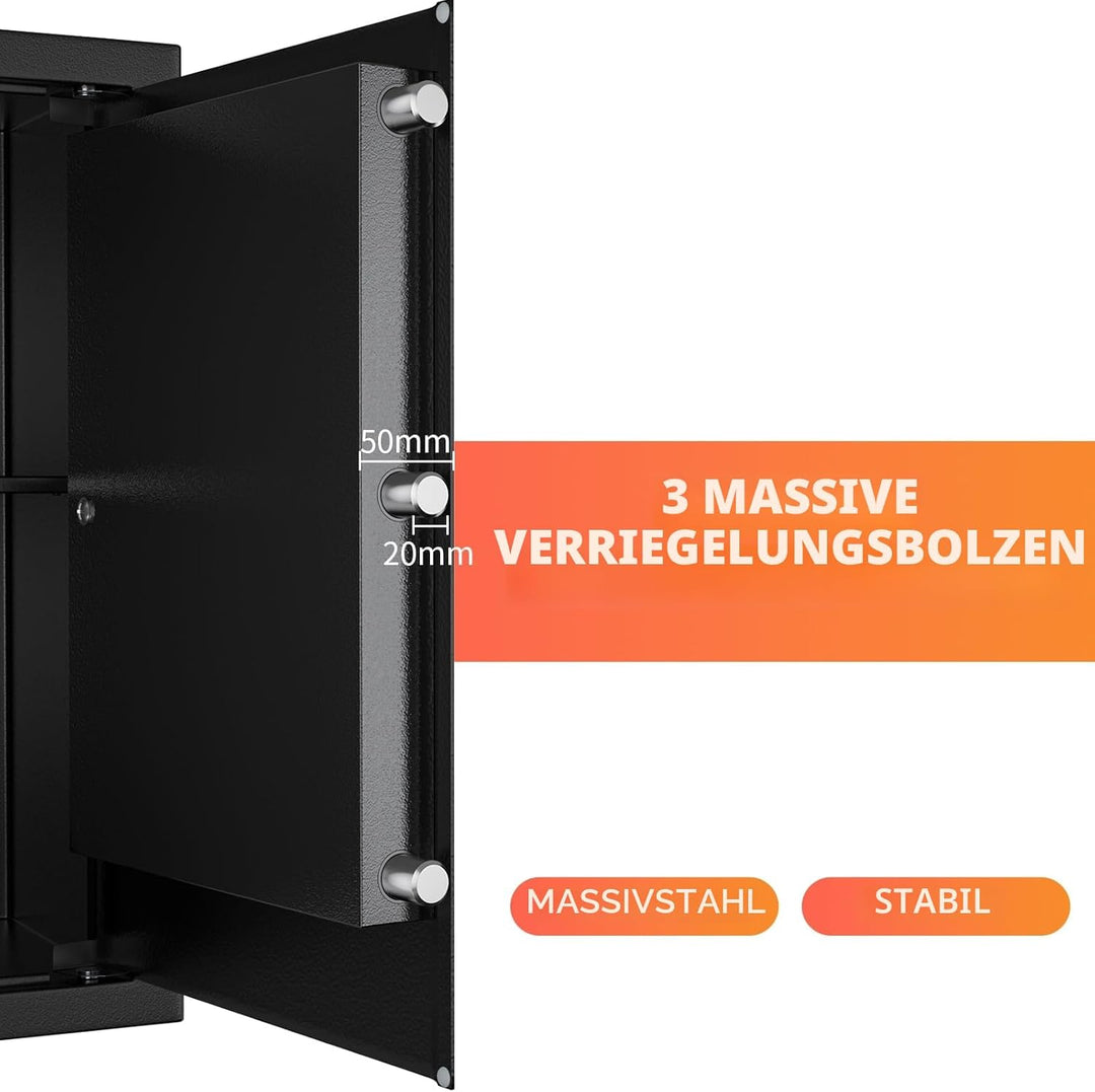 Safe Tresor mit Schlüssel, WASJOYE Möbeltresor mit Schlüssel-Schloss für Zuhause/Büro, 43L Gross Wan