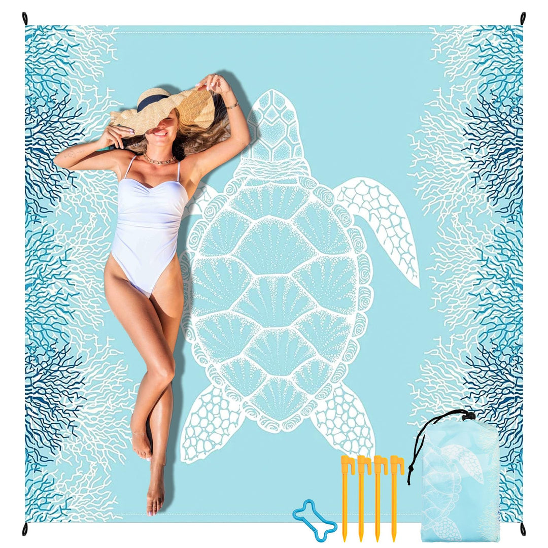200X200cm Stranddecke Sandfrei Strandmatte Picknickdecke Sandfeste Sanddecke Sandmatte Strandtuch Pi
