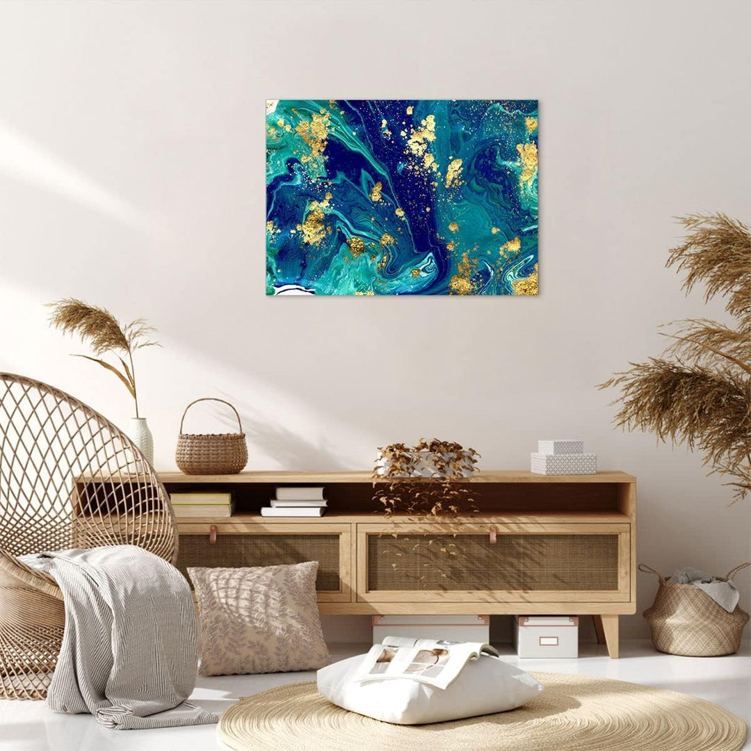 Bilder auf Leinwand Abstraktion modern Leinwandbild mit Rahmen 70x50cm Wandbilder Dekoration Wohnzim