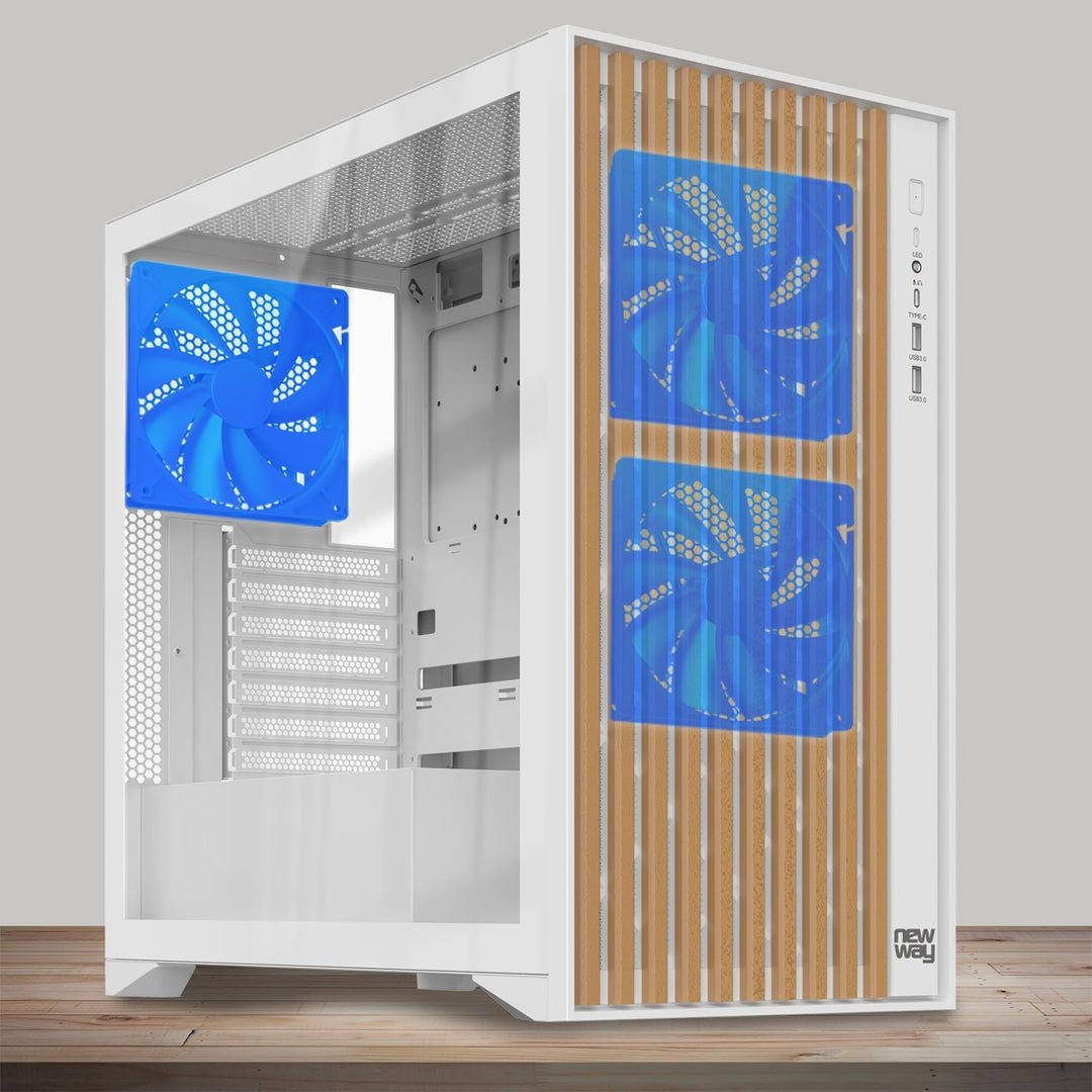 2024 Neu - NW1 PC-Gehäuse aus Holz - Mittlere Tower kompatibel mit ATX/Micro-ATX/ITX – Typ C USB – L