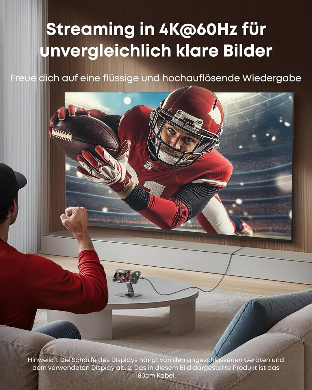 Anker HDMI-Kabel, 4K@60Hz HDR HDMI auf USB-C Kabel, ultraschnelles USB-C auf HDMI-Kabel aus Nylon ge