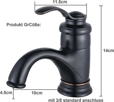 BOAOTX Wasserhahn Bad Schwarz Retro, Waschtischarmatur Antik, Armatur Waschbecken Nostalgie, Badarma