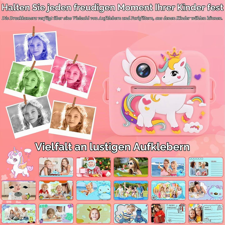 Kinderkamera Sofortbildkamera, 1080P HD Digitalkamera für Kinder mit 2,4 Zoll &amp; 32G Karte, Sofortbil