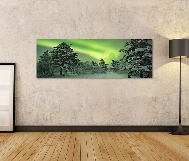 islandburner Bild auf Leinwand Spektakuläre Aurora Borealis Pfad Winterlandschaft Nordlichter Lappla