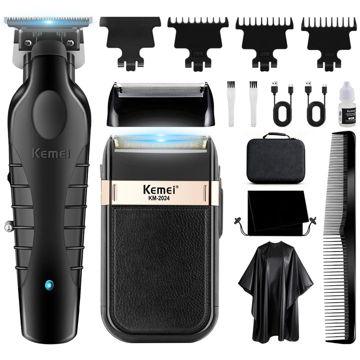 KEMEI Professionelle Haarschneidemaschine und Folienrasierer Set, Elektrische Haarschneidemaschine f