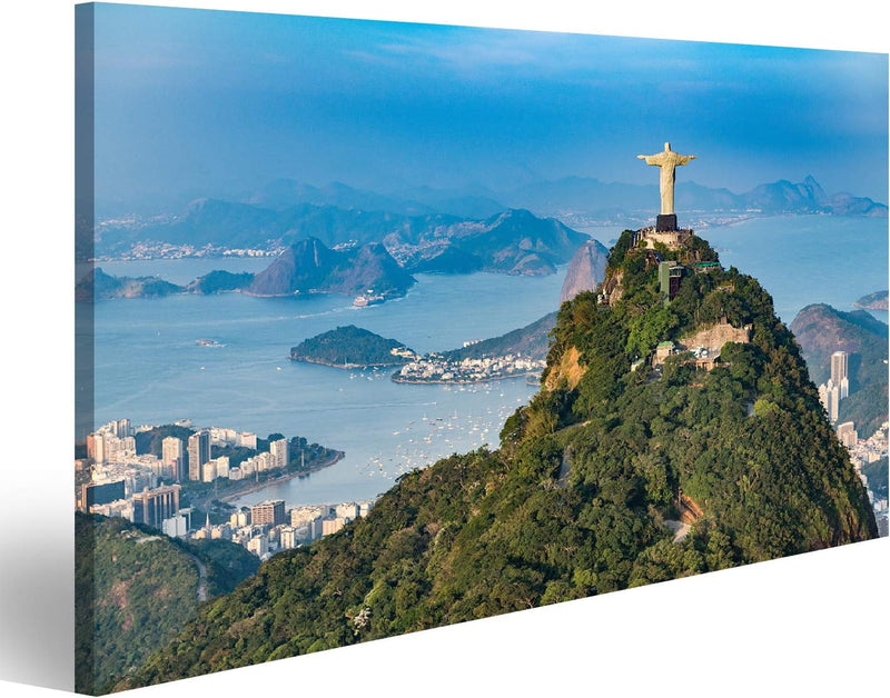 Bild auf Leinwand Luftaufnahme von Rio De Janeiro. Corcovado Berg mit Statue von Christus dem Erlöse