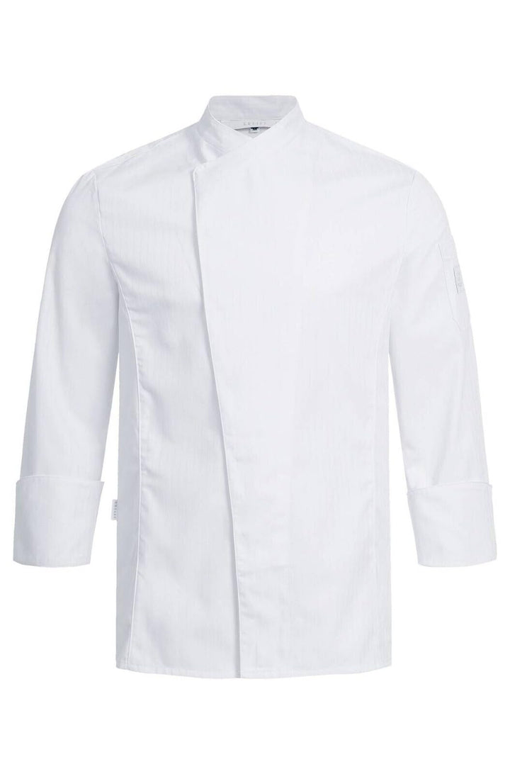 Greiff Grösse L gastro moda Herren Cuisine Premium Kochjacke Regular Fit Weiss mit Satinstreifen Mod