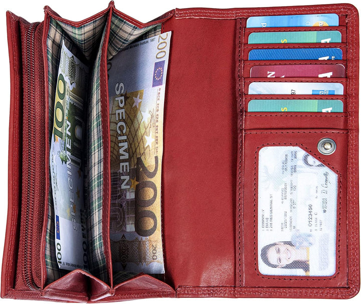 Benthill Damen Portemonnaie XXL mit RFID-Schutz | Echt-Leder Damen Geldbörse Gross | Grosse Vintage