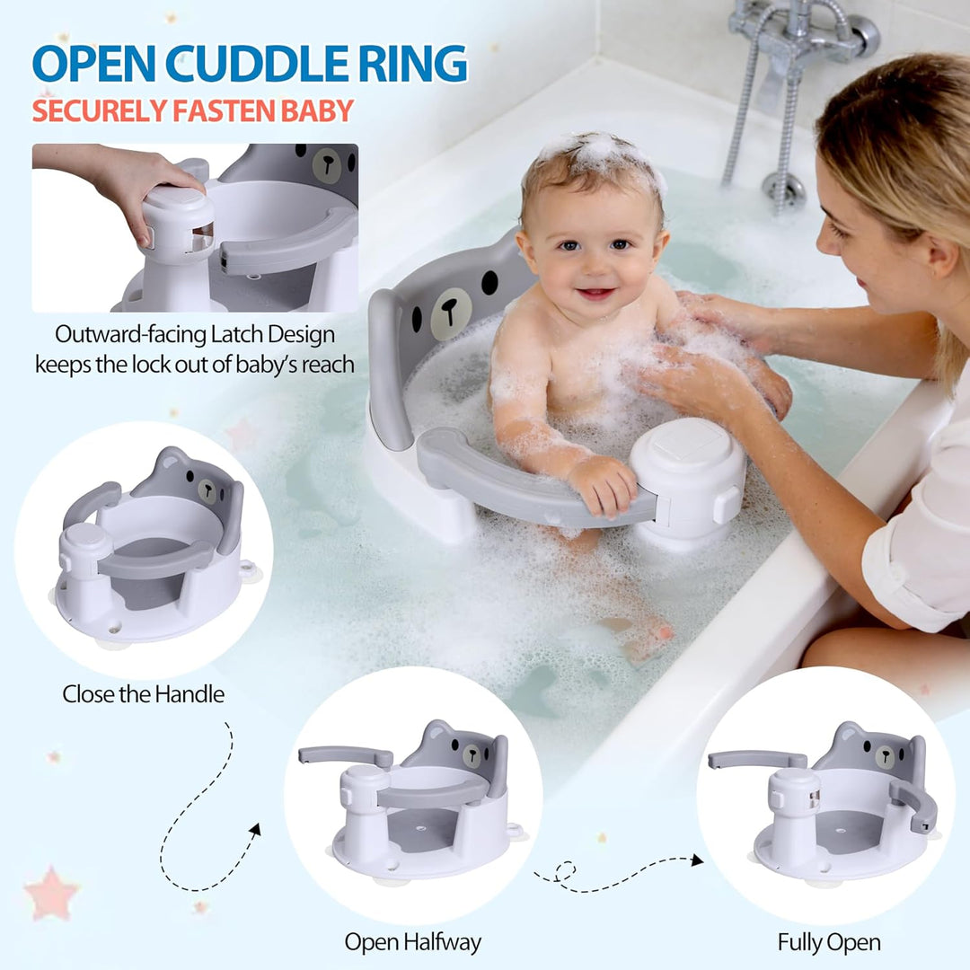 REDCAMP Baby Badewannensitz mit 4 starken Saugnäpfen, aufklappbare Armlehnen für einfachen Ein- und