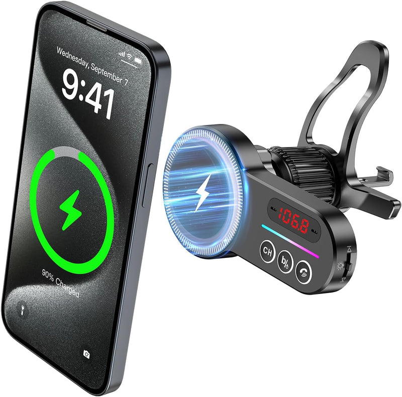 Bluetooth FM Transmitter MagSafe car Mount,Magift Bluetooth Car Adapter für Auto Radio, Freisprechen