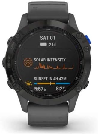 Garmin Fenix 6 Pro Solar Multisport GPS-Uhr mit Solarladefunktionen, erweiterte Trainingsfunktionen