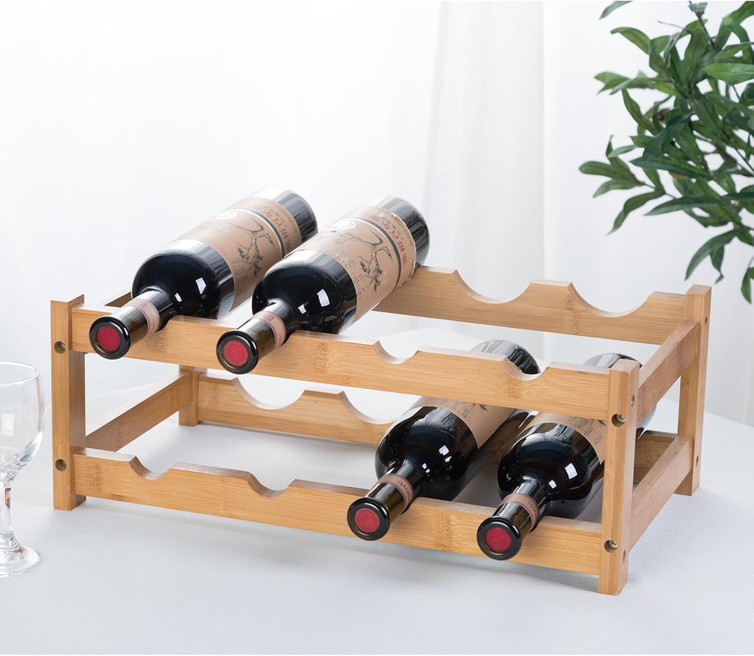 Weinregal, Klein Flaschenregal Lagerung Halter, Natürliche Flaschenhalter aus Bambus, Wein Flaschen